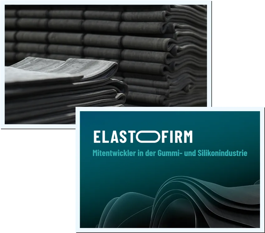 Bild hinten: Mischung in Streifen auf Palette; Bild vorne: Headerbild von Elastofirm