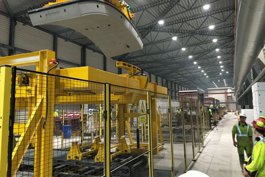 Tuebbing machine with a tunnel segment at Oslo Follo Linde project